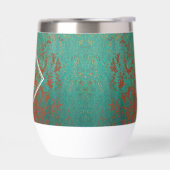 Cuivre Turquoise Texture métallique Monogramme ini (Gauche)