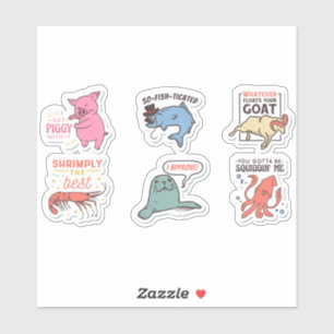 CUL ANIMAUX FUNNY PUN CITE STICKER SET