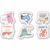 CUL ANIMAUX FUNNY PUN CITE STICKER SET (Devant)