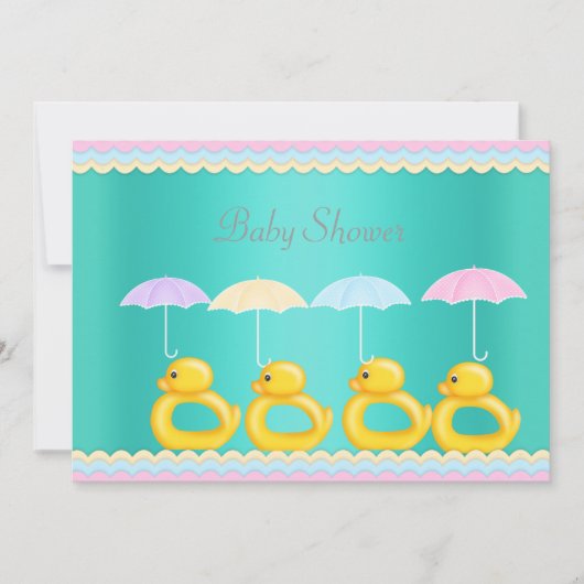 CUL DUCKS BABY SHOWER INVITATION AQUA GREEN (Devant)