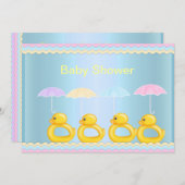 CUL DUCKS BABY SHOWER INVITATION BLEU (Devant / Derrière)