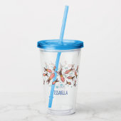 Cula funny pink squid cartoon pattern acryl drinkbeker (Achterkant)