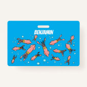 Cula funny pink squid cartoon pattern badge (Achterkant)