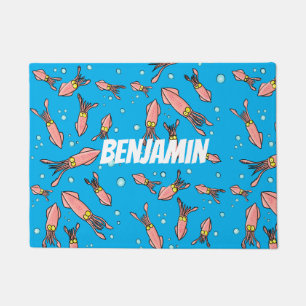 Cula funny pink squid cartoon pattern deurmat