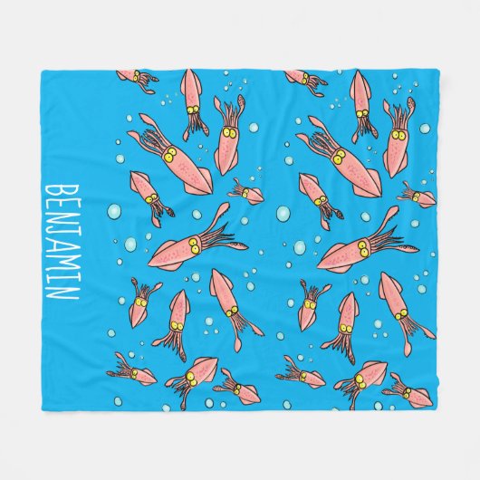 Cula funny pink squid cartoon pattern fleece deken (Voorkant (Horizontaal))