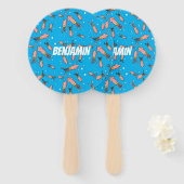 Cula funny pink squid cartoon pattern handwaaier (Voorkant en achterkant)