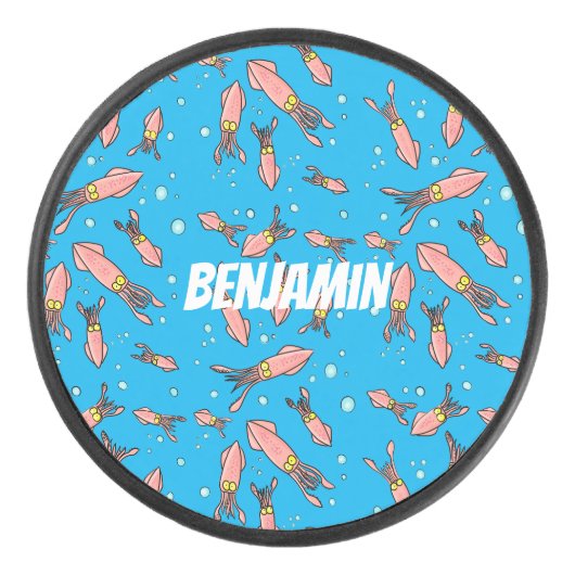 Cula funny pink squid cartoon pattern hockey puck (Voorkant)