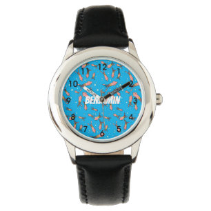 Cula funny pink squid cartoon pattern horloge