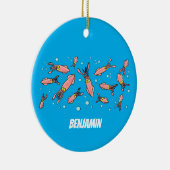 Cula funny pink squid cartoon pattern keramisch ornament (Rechts)