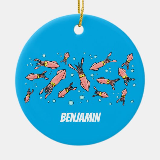 Cula funny pink squid cartoon pattern keramisch ornament (Voorkant)