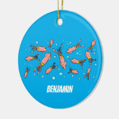 Cula funny pink squid cartoon pattern keramisch ornament (Links)