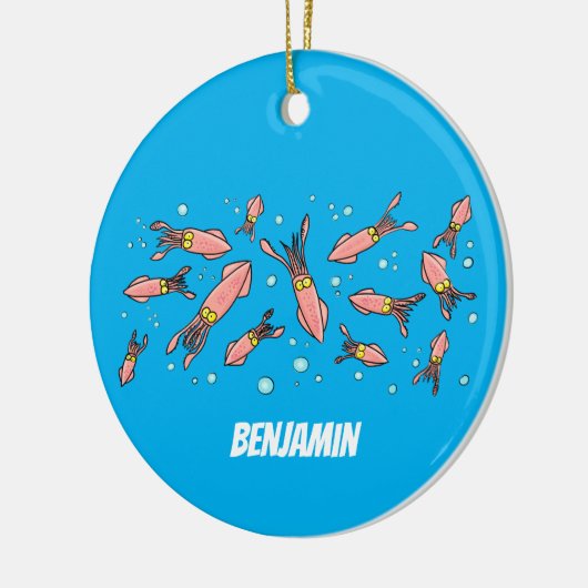 Cula funny pink squid cartoon pattern keramisch ornament (Links)