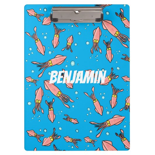 Cula funny pink squid cartoon pattern klembord (Voorkant)