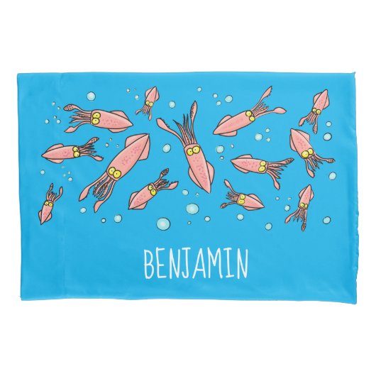 Cula funny pink squid cartoon pattern kussensloop (Voorkant)