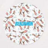 Cula funny pink squid cartoon pattern labels (Design 2)