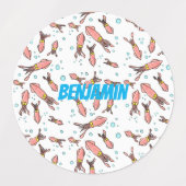 Cula funny pink squid cartoon pattern labels (Design 1)