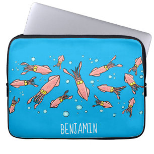 Cula funny pink squid cartoon pattern laptop sleeve