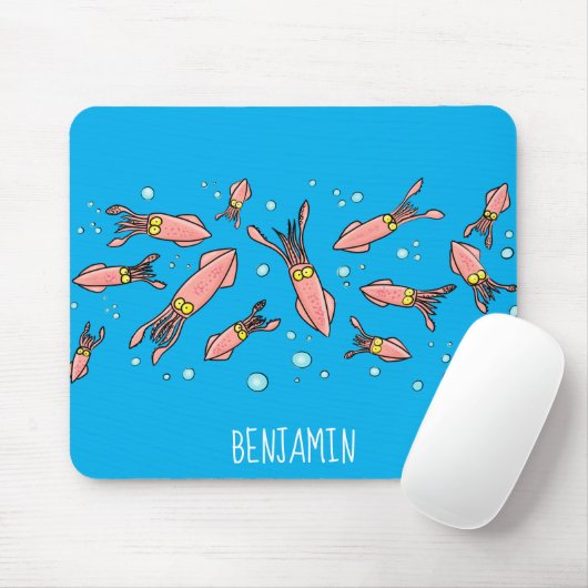 Cula funny pink squid cartoon pattern muismat (Met muis)