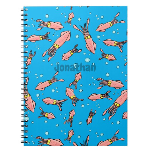 Cula funny pink squid cartoon pattern notitieboek (Voorkant)