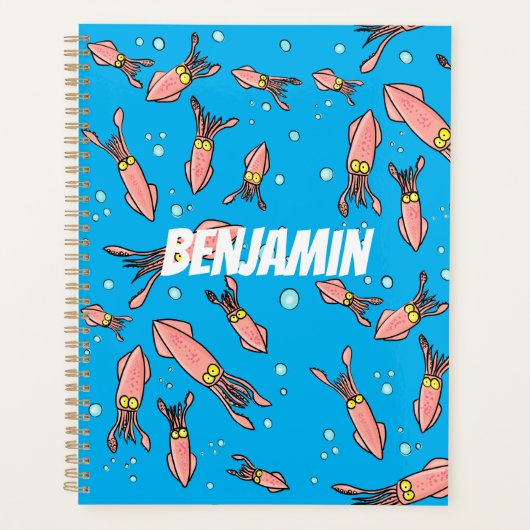 Cula funny pink squid cartoon pattern planner (Voorkant)