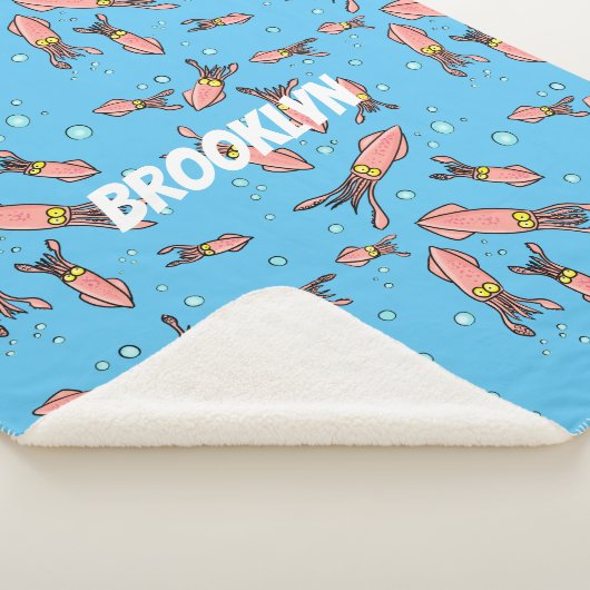 Cula funny pink squid cartoon pattern sherpa deken (3/4)