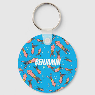 Cula funny pink squid cartoon pattern sleutelhanger