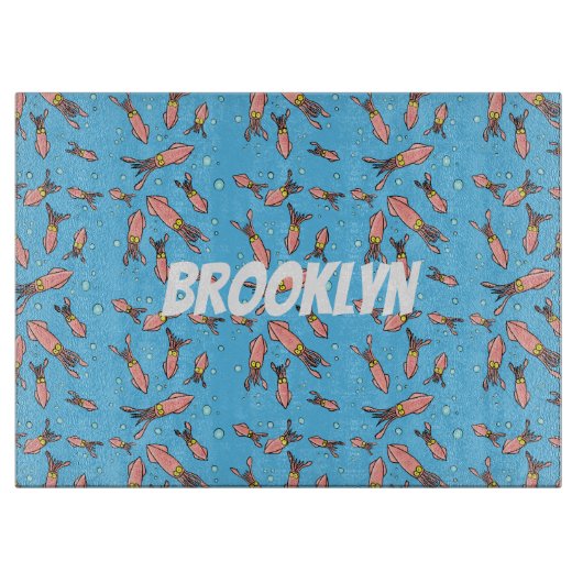 Cula funny pink squid cartoon pattern snijplank (Voorkant)