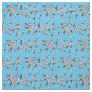 Cula funny pink squid cartoon pattern stof
