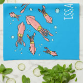 Cula funny pink squid cartoon pattern theedoek (Gevouwen)