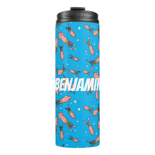 Cula funny pink squid cartoon pattern thermosbeker (Voorkant)