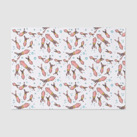 Cula funny pink squid cartoon pattern tissuepapier (Voorkant)