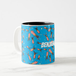 Cula funny pink squid cartoon pattern tweekleurige koffiemok