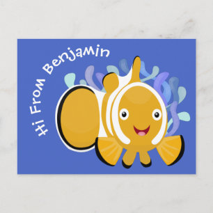 Cula happy clownfish anenome cartoon briefkaart