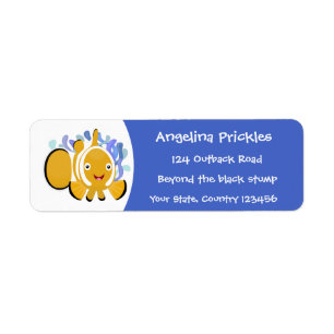 Cula happy clownfish anenome cartoon etiket