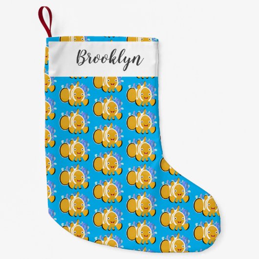 Cula happy clownfish anenome cartoon kleine kerstsok (Voorkant)