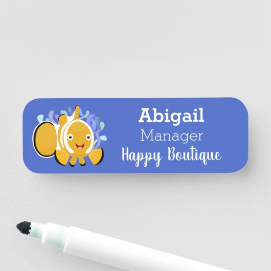 Cula happy clownfish anenome cartoon naamplaatje (In situ)