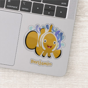 Cula happy clownfish anenome cartoon sticker