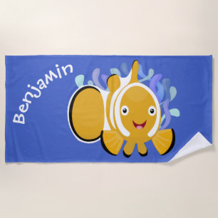 Cula happy clownfish anenome cartoon strandlaken
