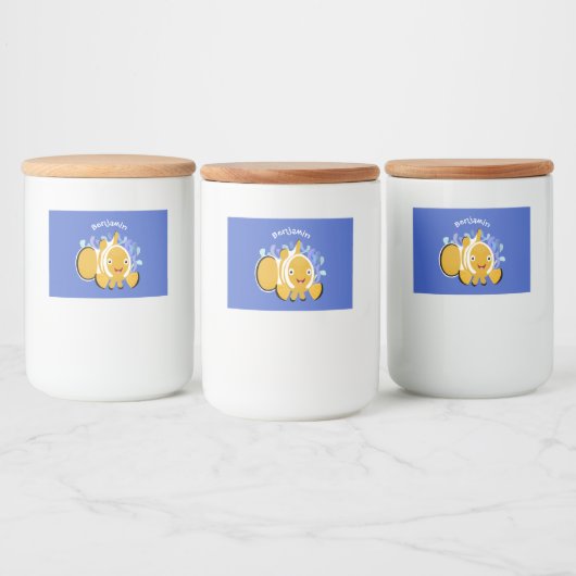 Cula happy clownfish anenome cartoon voedselcontainer etiket (Flessen)