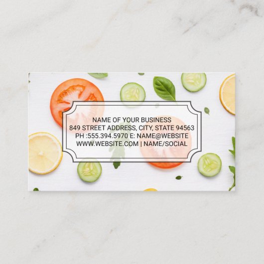 Culinair Chef | Groente ingrediënten  Visitekaartje (Achterkant)