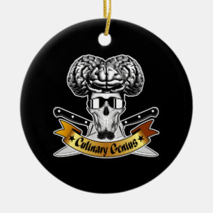 Culinair Genie: Chef Skull Keramisch Ornament