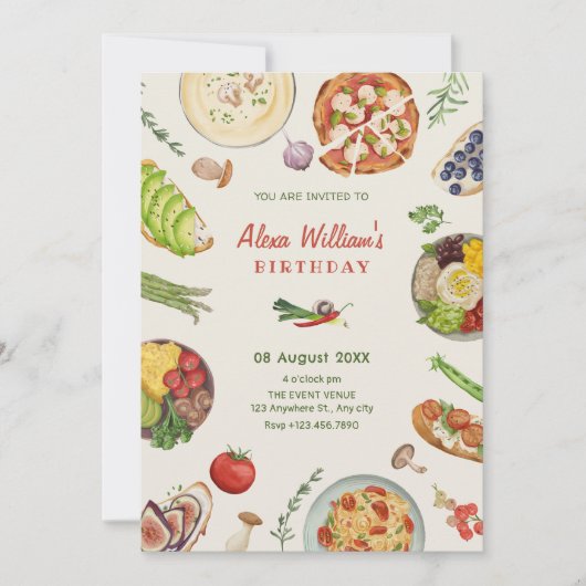 Culinair voedsel kaart (Voorkant)