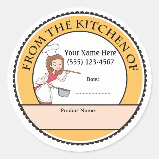 Culinaire gepersonaliseerde baklabels ronde sticker (Voorkant)