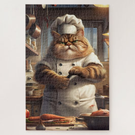 Culinaire kat chef, grappig dier, 1000 stuk legpuzzel