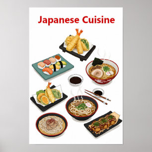 Culinaire reis door de Japanse keuken Poster