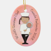 Culinaire Spaanse meisje chef-kok kerst ornament (Achterkant)