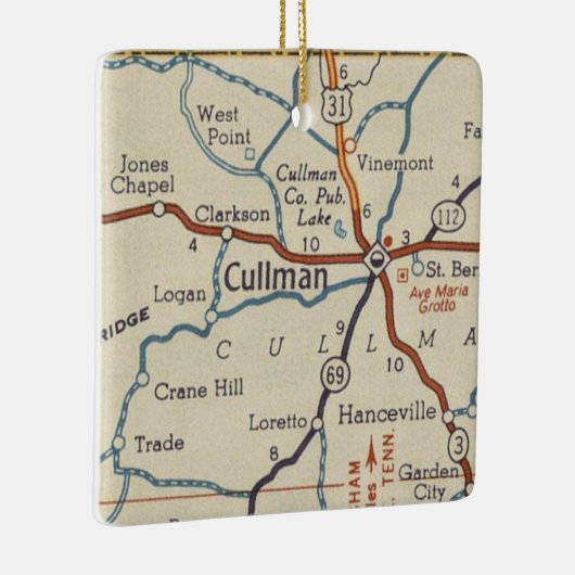 Cullman AL  Map Keramisch Ornament (Rechts)