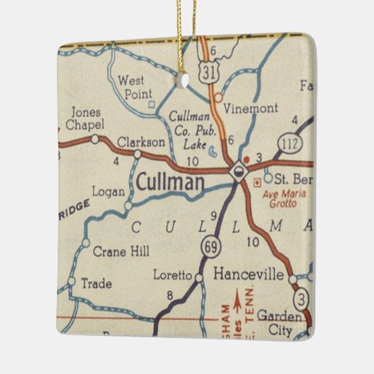 Cullman AL  Map Keramisch Ornament (Links)