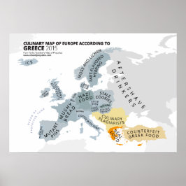 Culturele kaart van Europa Volgens Griekenland Poster