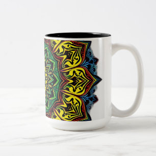 Culturele mandala's met geometrische patronen tweekleurige koffiemok